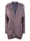 Avant Toi V-neck Lurex Cardigan In Burgundy