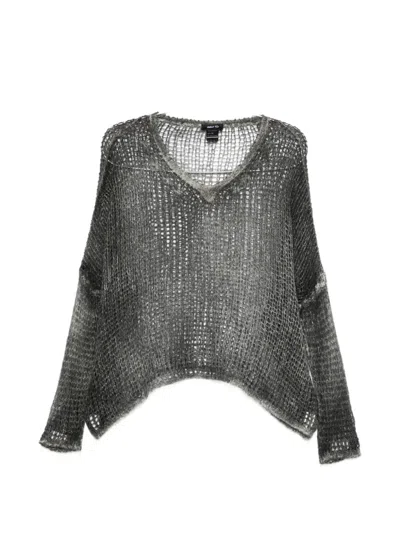 Avant Toi V-neck Open-knit Sweater In Multi