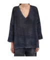 Avant Toi V-neck Cashmere Gauze Sweater In Blue