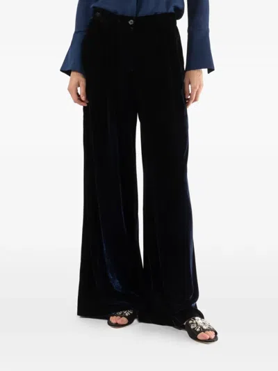 Avant Toi Velvet Palazzo Pants In Black