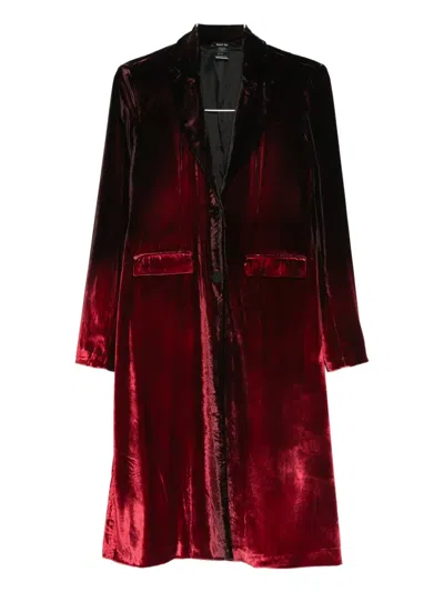 Avant Toi Velvet Single-breasted Coat In Red