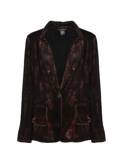 Avant Toi Burgundy Melange Velvet Blazer In Brown