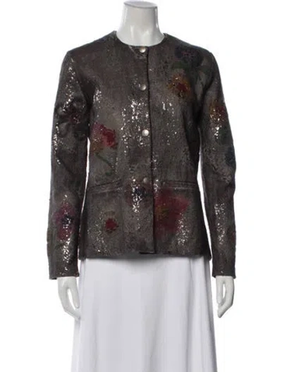 Pre-owned Avant Toi Virgin Wool Floral Print Jacket In Grey