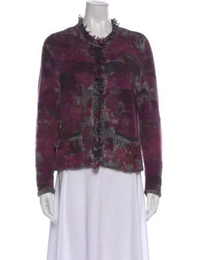 Pre-owned Avant Toi Virgin Wool Floral Print Sweater In Purple