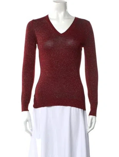 Pre-owned Avant Toi Virgin Wool V-neck Sweater In Red