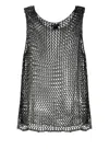 Avant Toi All-over Net Pattern Grey Viscose Top In Black