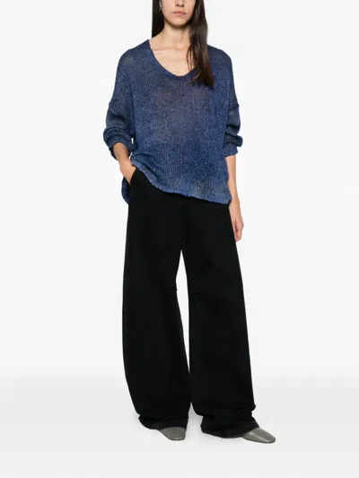 Avant Toi V-neck Open-knit Sweater In Multi