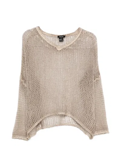 Avant Toi V-neck Open-work Sweater In Multi