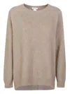Avant Toi Walnut Brushed Cashmere Crewneck Sweater With Asymmetrical Hem In Brown