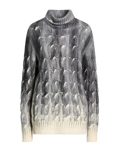 Avant Toi Woman Turtleneck Grey Size M Cashmere, Merino Wool, Silk In Blue