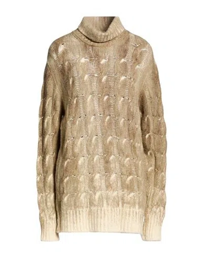 Avant Toi Woman Turtleneck Khaki Size L Cashmere, Merino Wool, Silk In Brown