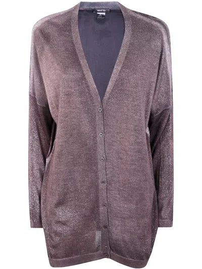 AVANT TOI AVANT TOI WOMEN "STAR DUST" EFFECT LONG CARDIGAN WITH SILK ON BACK