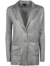 Avant Toi Women Wrinkled Stich Rever Jacket With Lamination In White