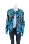 AVANT TOI WOMENS BLUE PRINTED LINEN OPEN FRONT LONG SLEEVE JACKET
