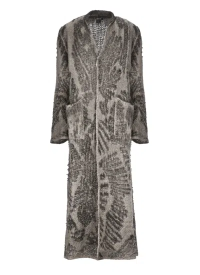 Avant Toi Wool And Cashmere Long Cardigan In Gray