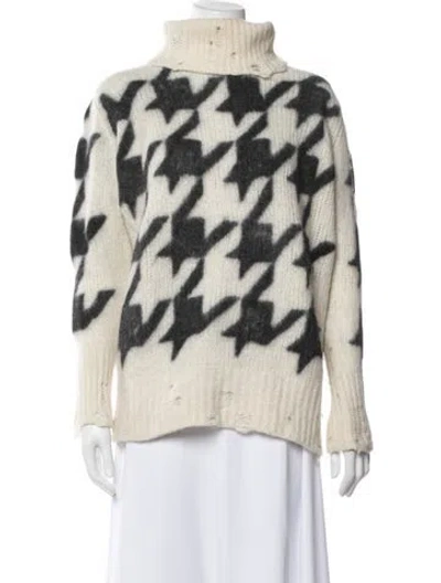 Pre-owned Avant Toi Wool Houndstooth Print Sweater In White
