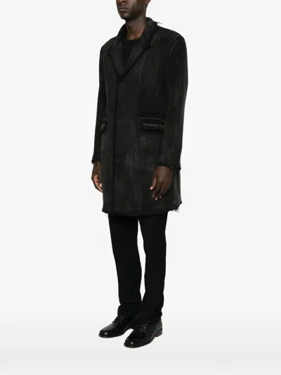 Avant Toi Woven-design Leather Coat In Black