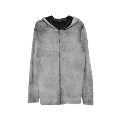 Avant Toi Long-sleeved Zip-up Cardigan In Gray