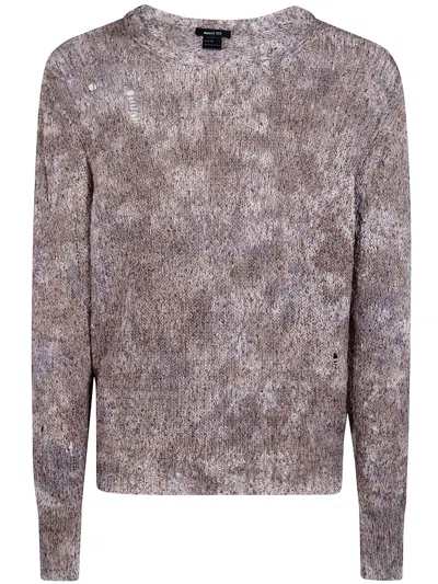 Avant Toi "zola" Camouflage Effect Malfile` Cotton Round Neck With Destroyed Effect In Multi