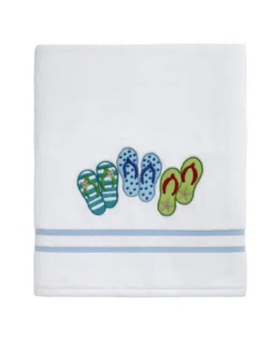 Avanti Beach Mode Flip-flop Motif Cotton Bath Towel, 27" X 52" In White