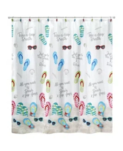 Avanti Beach Mode Flip-flop Motif Resin Shower Curtain, 72" X 72" In Multi