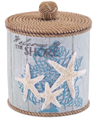 Avanti Beachcomber Seashells Resin Covered Jar In Green