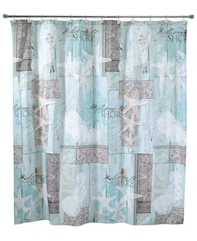 Avanti Beachcomber Seashells Resin Shower Curtain, 72" X 72" In Green