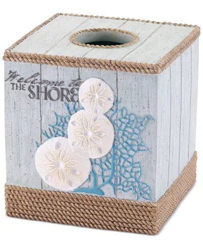Avanti Beachcomber Seashells Resin Tissue Box Cover In Green