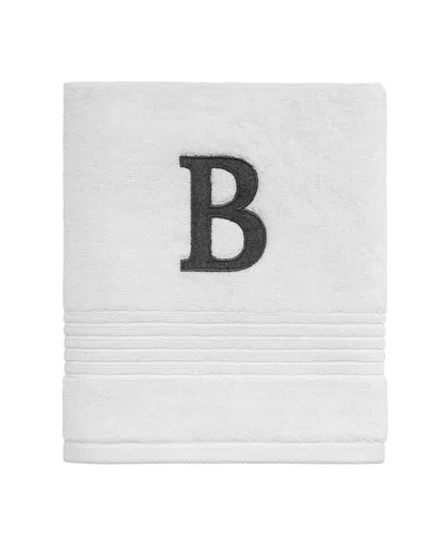 Avanti Block Monogram Initial Cotton Hand Towel, 16" X 30" In White