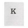 Avanti Block Monogram White/grey Bath Towel Collection In White