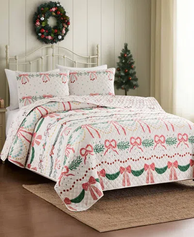 Avanti Bows Branches Reversible 2-pc. Quilt Set, Twin In Red,green