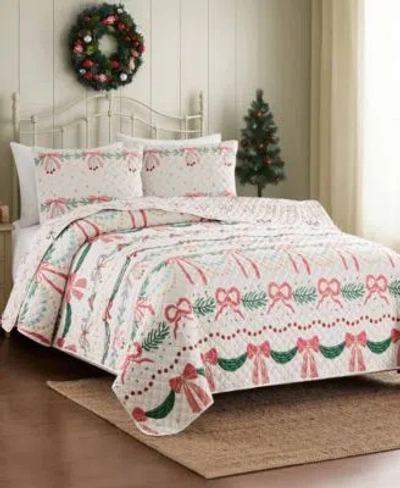 Avanti Bows Branches Reversible 3 Pc. Quilt Set In White