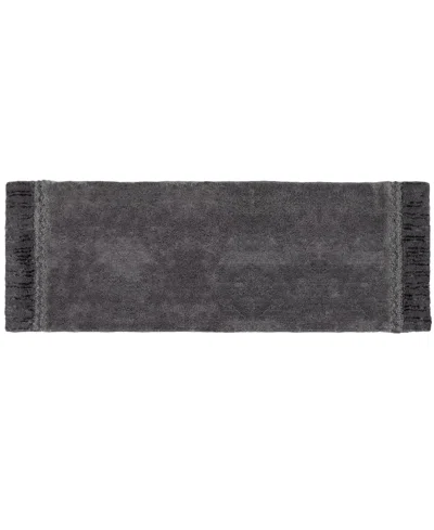 Avanti Braided Medallion Colorblocked Bath Rug, 24" X 60" In Gray
