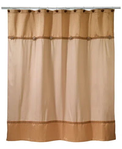 Avanti Braided Medallion Colorblocked Granite Shower Curtain In Gold