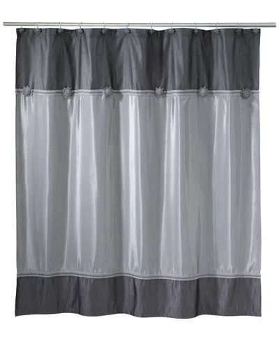 Avanti Braided Medallion Colorblocked Shower Curtain, 72" X 72" In Gray