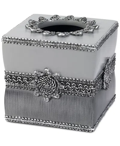 Avanti Braided Medallion Colorblocked Tissue Box Cover In Gray