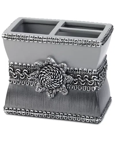 Avanti Braided Medallion Colorblocked Toothbrush Holder In Gray