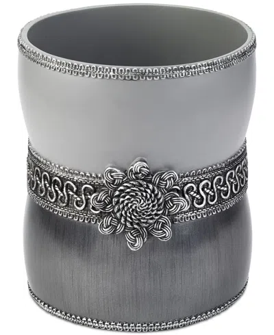 Avanti Braided Medallion Colorblocked Wastebasket In Gray