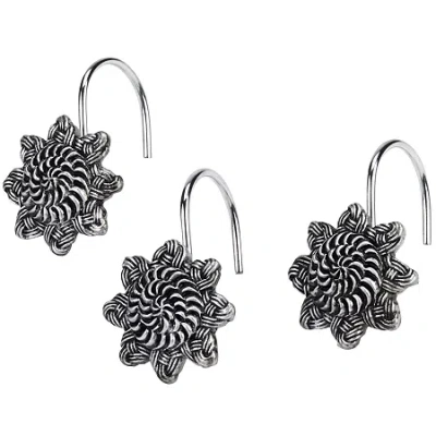 Avanti Braided Medallion Shower Curtain Hooks In Gray
