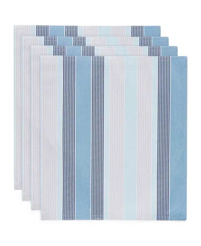 Avanti Breakers Stripe Water-resistant Indoor And Outdoor Placemats, Set Of 4, 13" X 19" In Blue