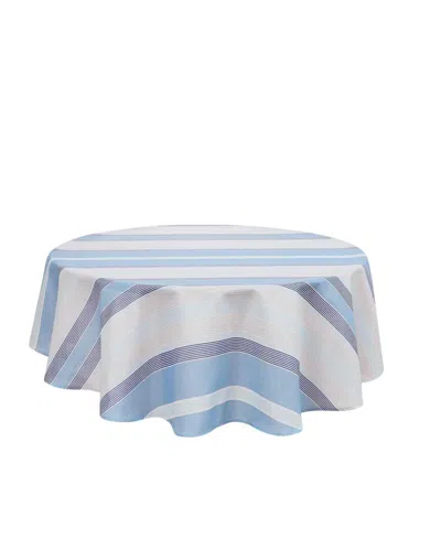 Avanti Breakers Stripe Water-resistant Indoor And Outdoor Tablecloth, 70" Round In Blue