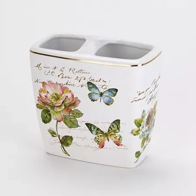Avanti Butterfly Garden Toothbrush Holder In White