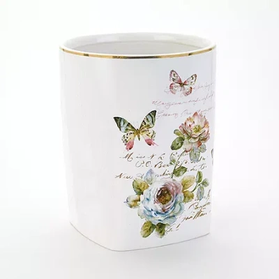 Avanti Butterfly Garden Trash Can In White