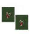 Avanti Candy Cane Cotton 2-pc. Hand Towel Set, 28" X 16" In Green