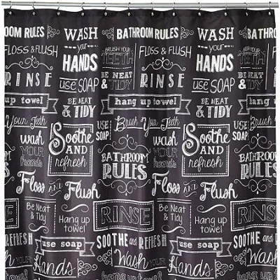 Avanti Chalk It Up Shower Curtain In Black