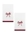 Avanti Christmas Bows Cotton 2-pc. Fingertip Towel Set, 18" X 11" In White