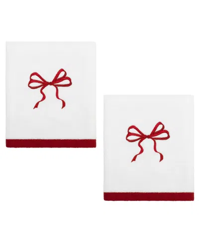 Avanti Christmas Bows Cotton 2-pc. Hand Towel Set, 28" X 16" In Multi