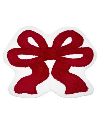 Avanti Christmas Bows Polyester Bath Rug, 29" X 22" In White