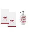 Avanti Christmas Bows Resin Lotion Pump And 2-pc. Cotton Fingertip Towel Set In White