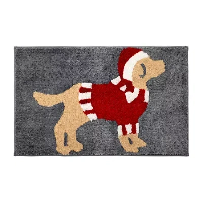 Avanti Christmas Dog Bath Rug In Gray